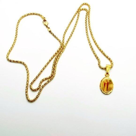Gold-Tone Religious Jesus Pendant Necklace - Picture 4 of 6
